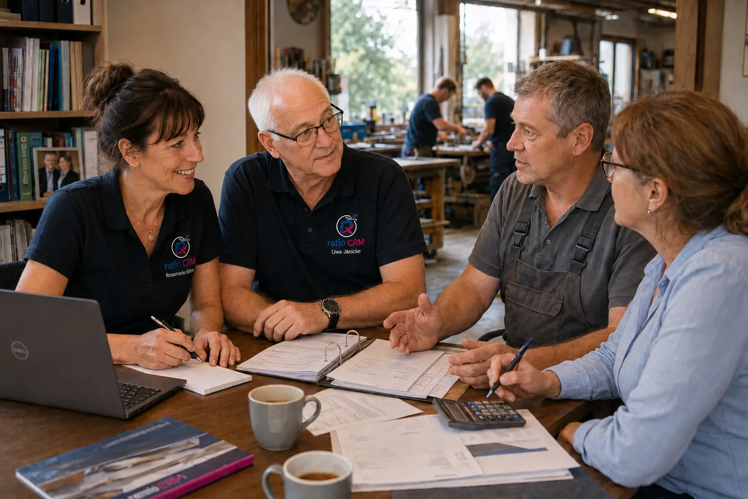 Marketing Barmstedt: Uwe und Rosi von ratio CRM beraten einen Handwerksmeister und seine Frau vor Ort