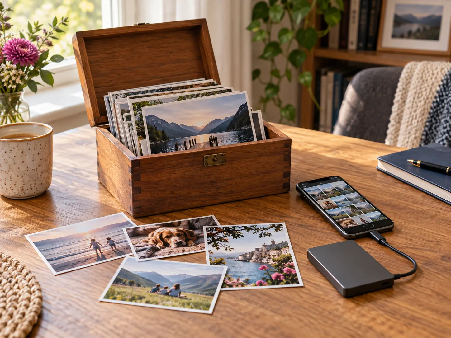 Fotos sicher speichern mit Fotokiste, Smartphone und externer Festplatte